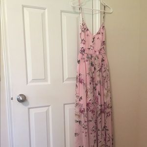 Pink Floral chiffon maxi dress